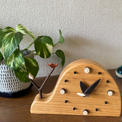 里山clock‥小鳥のペア　掛け時計にも置き時計にも 1枚目の画像