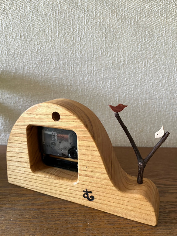 里山clock‥小鳥のペア　掛け時計にも置き時計にも 2枚目の画像