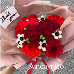 【値下げ】赤の造花ブーケ（大）カラードレス用3点セット カサブランカのワインレッド ブーケ＆花冠＊* | ぱぱぼっくす