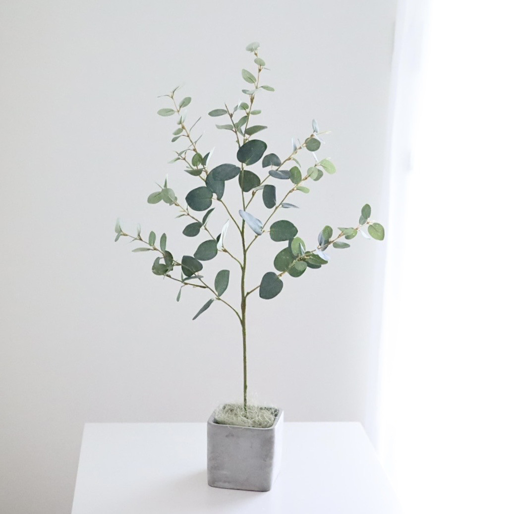ユーカリ 丸葉 フェイクグリーン コンクリポット 80cm 造花 観葉植物 玄関 リビング お手入れ不要 インテリア