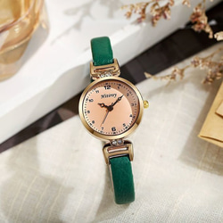 Poiray♪ポアレ時計ベルト〜爽やかな若草色地にコットンレースとビーズ