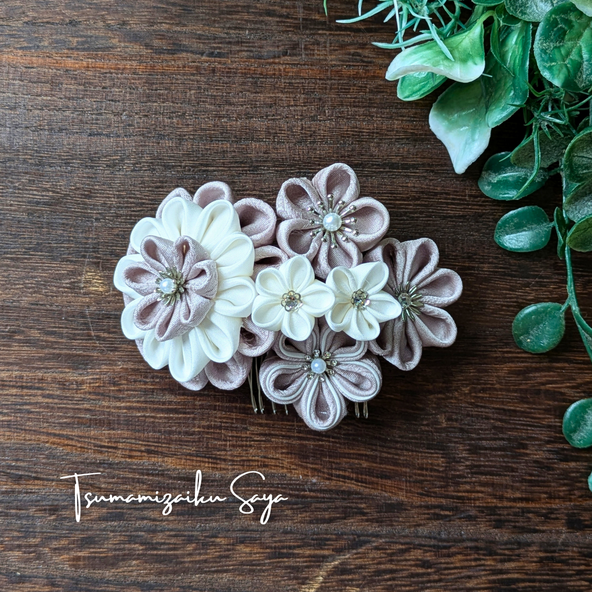 つまみ細工 髪飾り 和装 成人式 七五三 浴衣 卒業式 コーム ラベンダー ppl-5