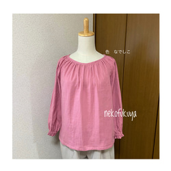 あんしんダブルガーゼのギャザー プルオーバーブラウス☆受注製作です☆ 4枚目の画像