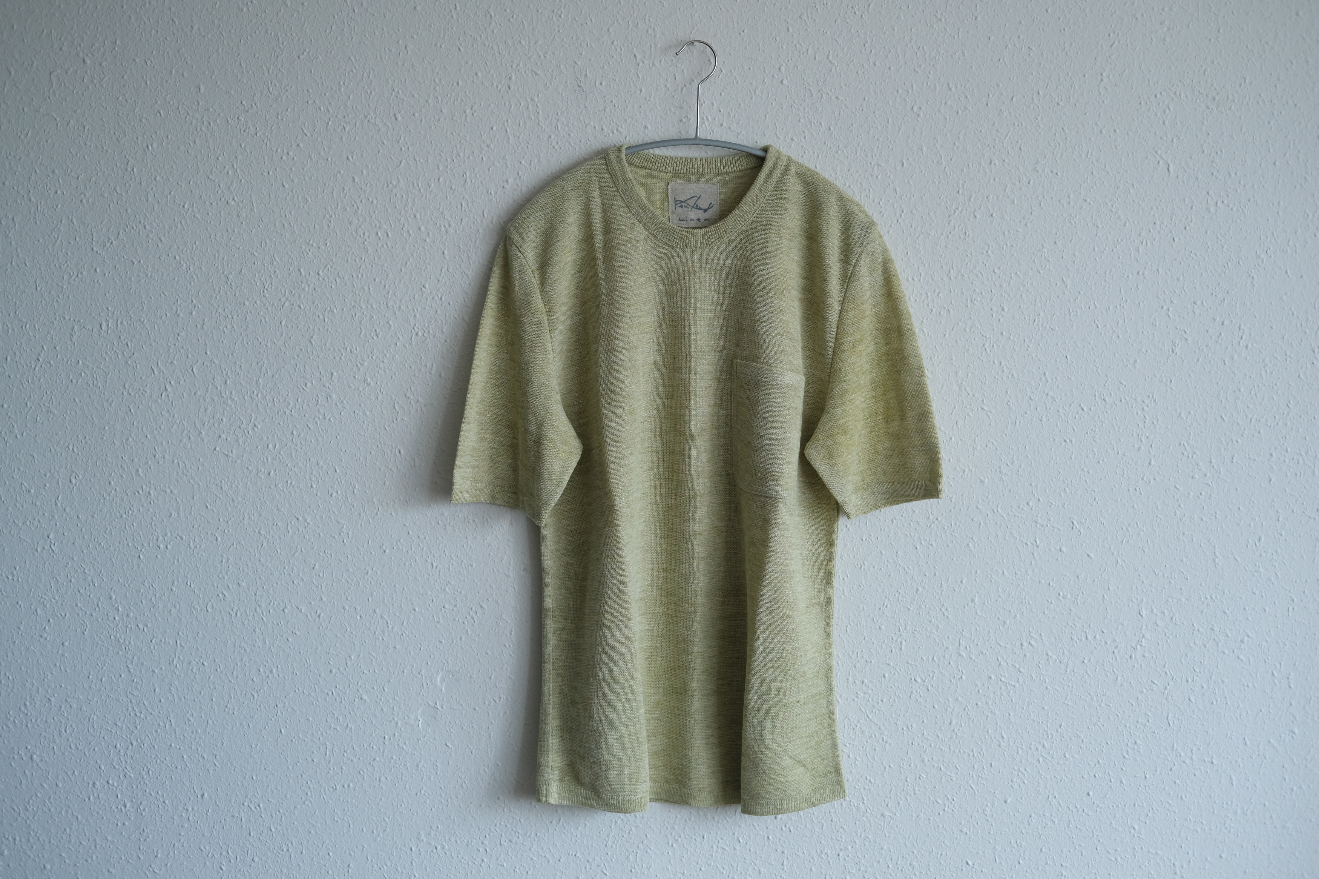 リネンニット半袖プルオーバー（アシッドグリーン）｜メンズフリーサイズ