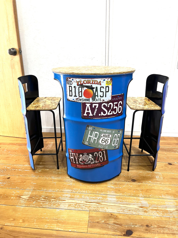 本格アイアンのドラム缶リメイクテーブル&チェア ドラム缶リメイクテーブル&チェア 机・デスク SEA FLOWER 通販