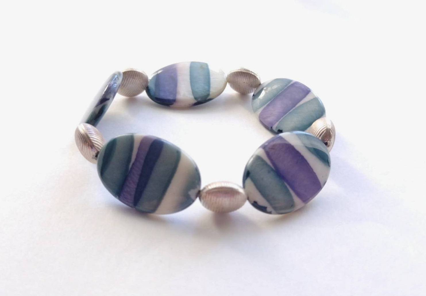 マザーオブパール × Silver925  ブレスレット　ー 光のレイヤー ー