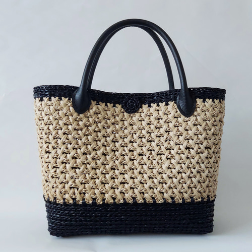 MANIERES かごバッグ ナチュラル ブラック COMMON WARE かごバッグ カゴバッグ KIS Design:Abaca patch