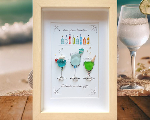 シーグラスアート『 七夕カクテル.。.:*☆』他3点 シーグラスアート『 七夕カクテル.。.:*☆』他3点