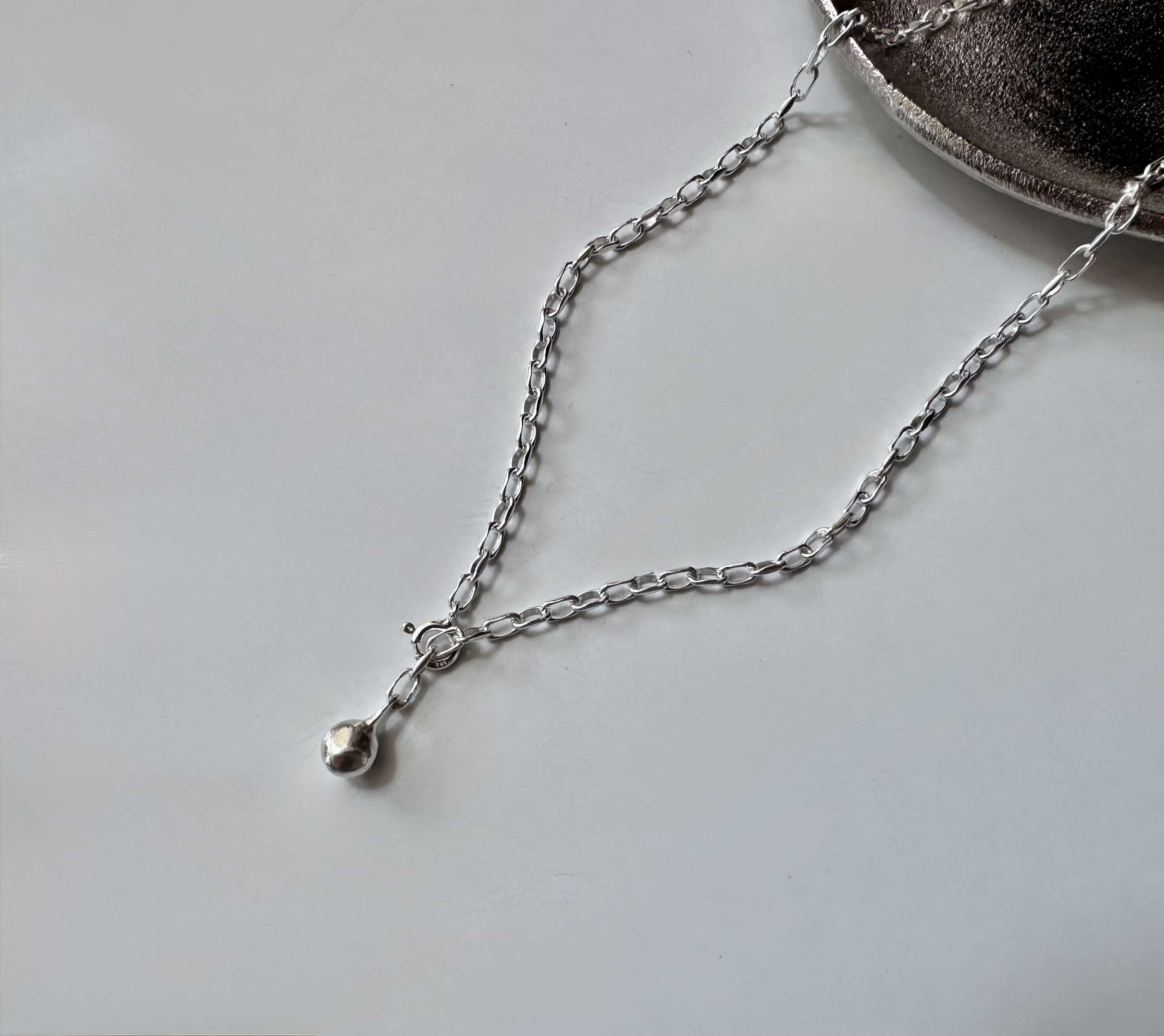 Sv925 stone charm  small deformation chain necklace