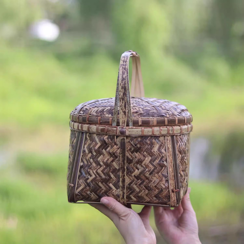 竹工芸作品、かご、物入れ