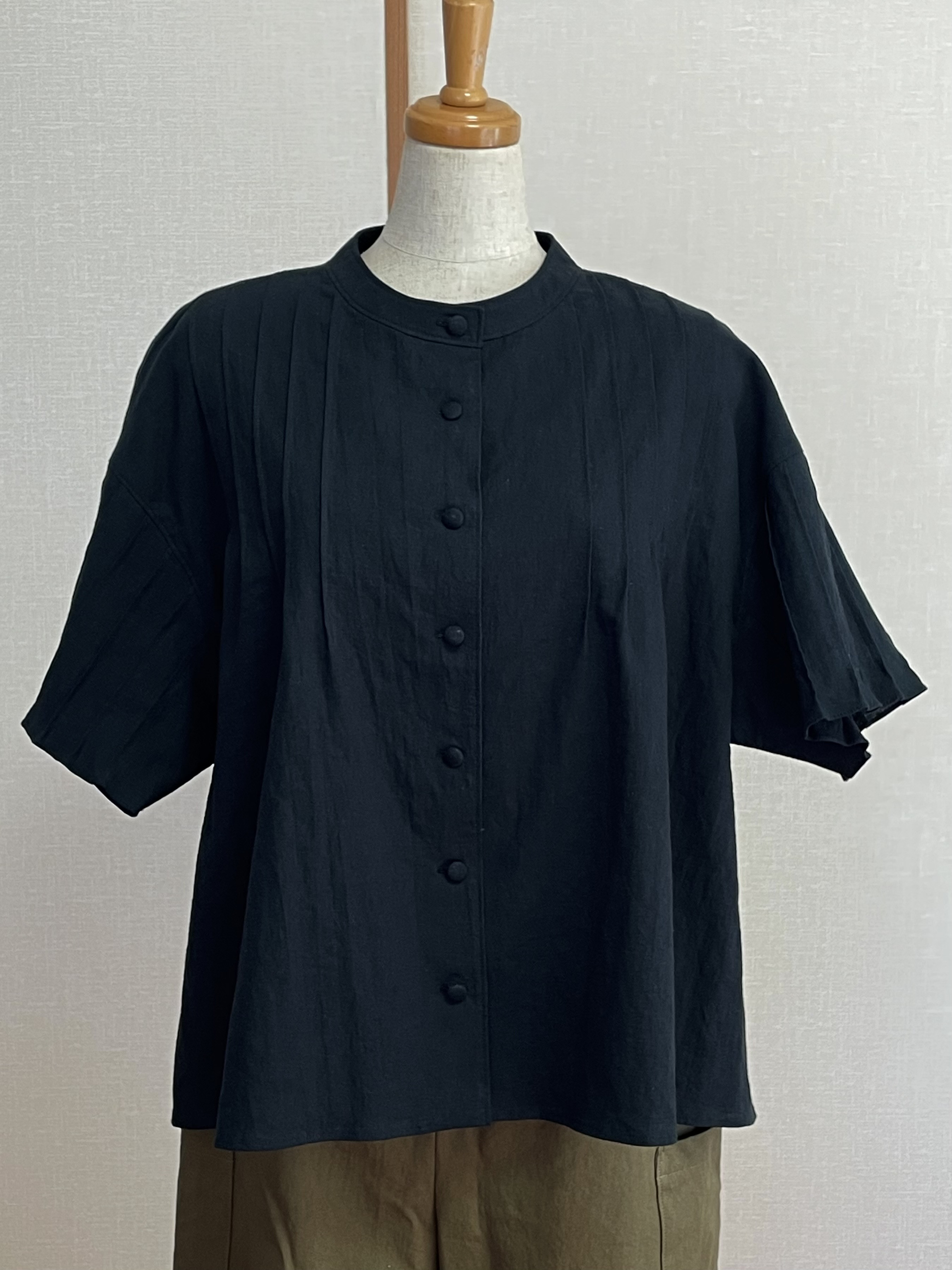 綿麻ブラウス【黒　フリー】※送料無料