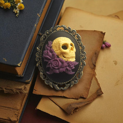 Classics Cameo Brooch #2 カメオ ブローチ 薔薇と骸骨 パープル