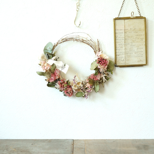 シルバーピンクのハーフリース♡ドライフラワー＆プリザーブドフラワー