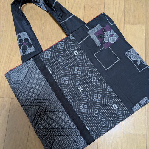 SOLD 着物リメイク トートバッグ・サブバック 大島紬 トートバッグ