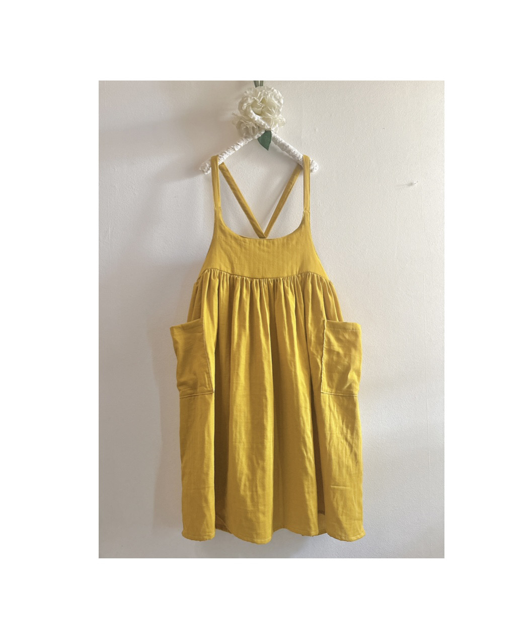 ❤️ 涼しくて気持ちいい ダブルガーゼのボリュームたっぷり エプロンワンピース❤️マリーゴールド❤️お色変更可