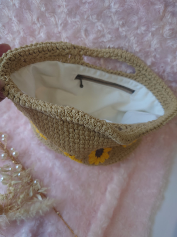 ひまわりモチーフベージュバック 7枚目の画像