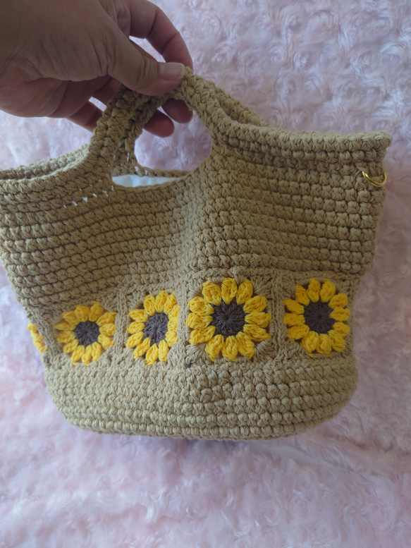 ひまわりモチーフベージュバック 9枚目の画像