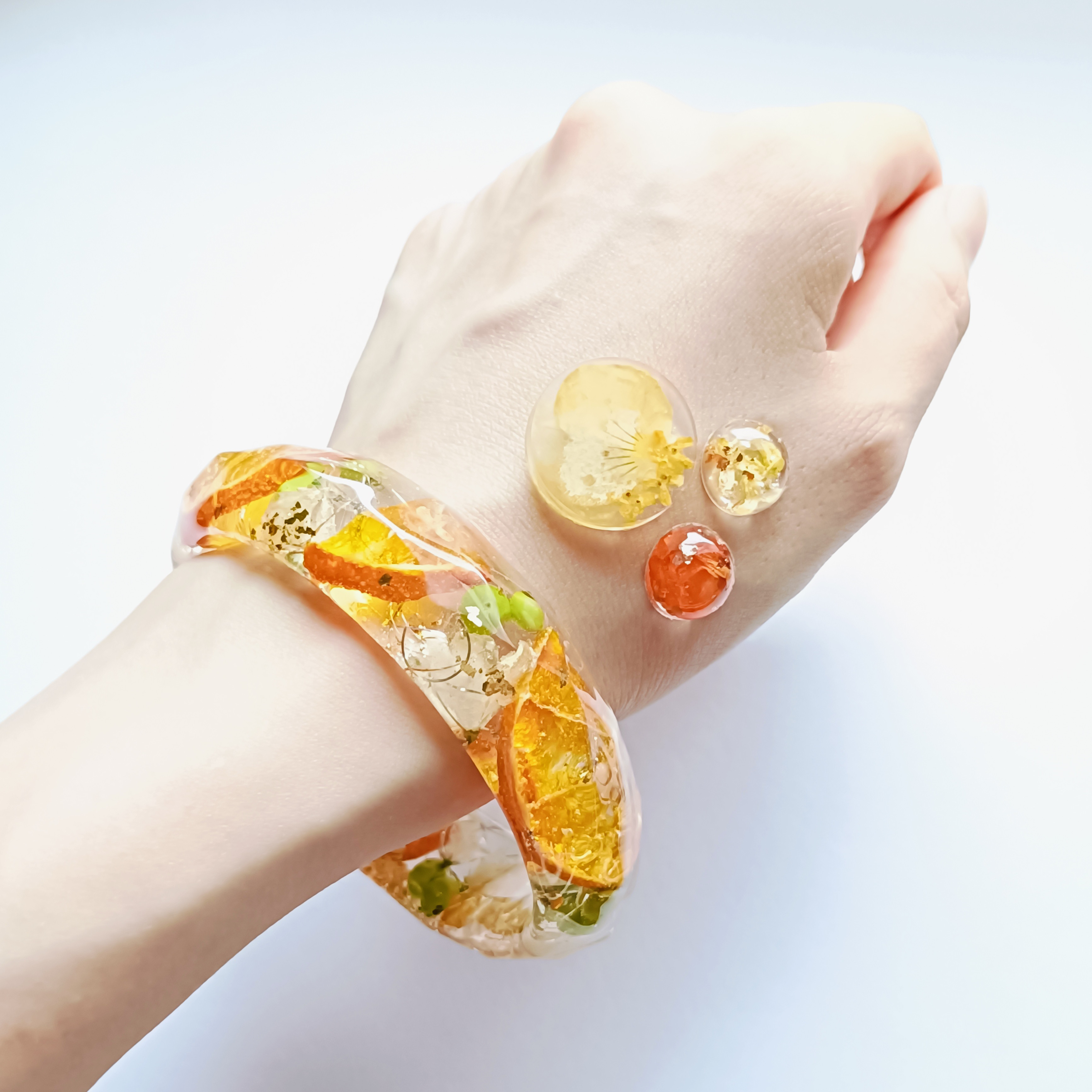 5周記念福袋SALE　〜オレンジアクセサリーセット〜　みかん　フルーツ　クリア　透明　ツヤツヤ　ダイヤ　夏　レモン