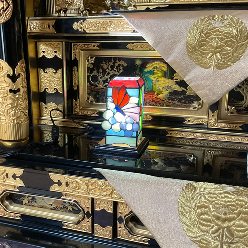 お仏壇を優しく照らす蝶の灯籠 6 ステンドグラス スタンドライト