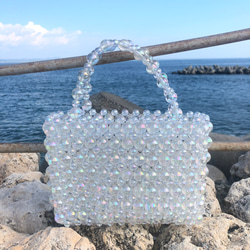 ビーズバッグ /スマホショルダー <lacy bubbles> : clear lilac (AB