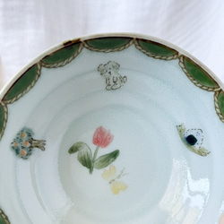 チコロット❤️三つ足浅鉢❤️すべて手描き❤️染付け❤️一品盛り❤️中鉢❤️フリーボウル❤️bowl❤️モチーフいっぱい 10枚目の画像