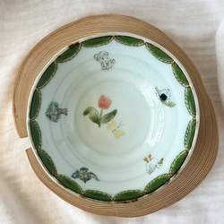チコロット❤️三つ足浅鉢❤️すべて手描き❤️染付け❤️一品盛り❤️中鉢❤️フリーボウル❤️bowl❤️モチーフいっぱい 3枚目の画像