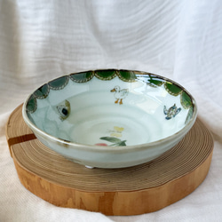 チコロット❤️三つ足浅鉢❤️すべて手描き❤️染付け❤️一品盛り❤️中鉢❤️フリーボウル❤️bowl❤️モチーフいっぱい 4枚目の画像