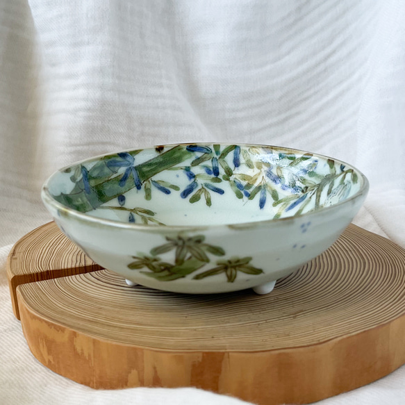 チコロット❤️三つ足浅鉢❤️すべて手描き❤️染付け❤️一品盛り❤️中鉢❤️フリーボウル❤️bowl❤️かぐや姫 6枚目の画像