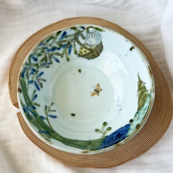 チコロット❤️三つ足浅鉢❤️すべて手描き❤️染付け❤️一品盛り❤️中鉢❤️フリーボウル❤️bowl❤️かぐや姫 2枚目の画像