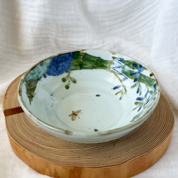 チコロット❤️三つ足浅鉢❤️すべて手描き❤️染付け❤️一品盛り❤️中鉢❤️フリーボウル❤️bowl❤️かぐや姫 4枚目の画像