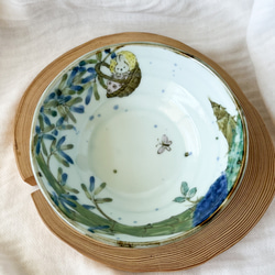 チコロット❤️三つ足浅鉢❤️すべて手描き❤️染付け❤️一品盛り❤️中鉢❤️フリーボウル❤️bowl❤️かぐや姫 2枚目の画像