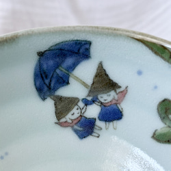 チコロット❤️三つ足浅鉢❤️すべて手描き❤️染付け❤️一品盛り❤️中鉢❤️フリーボウル❤️bowl❤️笠地蔵 14枚目の画像