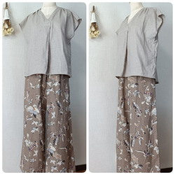 フロントタックブラウス　柔らかダブルガーゼ　グレージュ   日本製 18枚目の画像