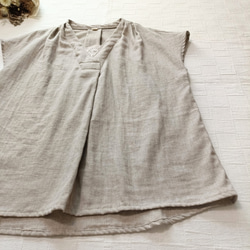 フロントタックブラウス　柔らかダブルガーゼ　グレージュ   日本製 3枚目の画像