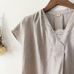 フロントタックブラウス　柔らかダブルガーゼ　グレージュ   日本製 10枚目の画像