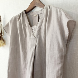 フロントタックブラウス　柔らかダブルガーゼ　グレージュ   日本製 12枚目の画像