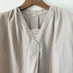 フロントタックブラウス　柔らかダブルガーゼ　グレージュ   日本製 11枚目の画像