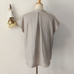 フロントタックブラウス　柔らかダブルガーゼ　グレージュ   日本製 8枚目の画像