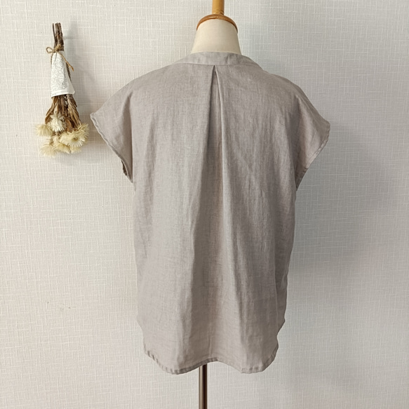 フロントタックブラウス　柔らかダブルガーゼ　グレージュ   日本製 8枚目の画像