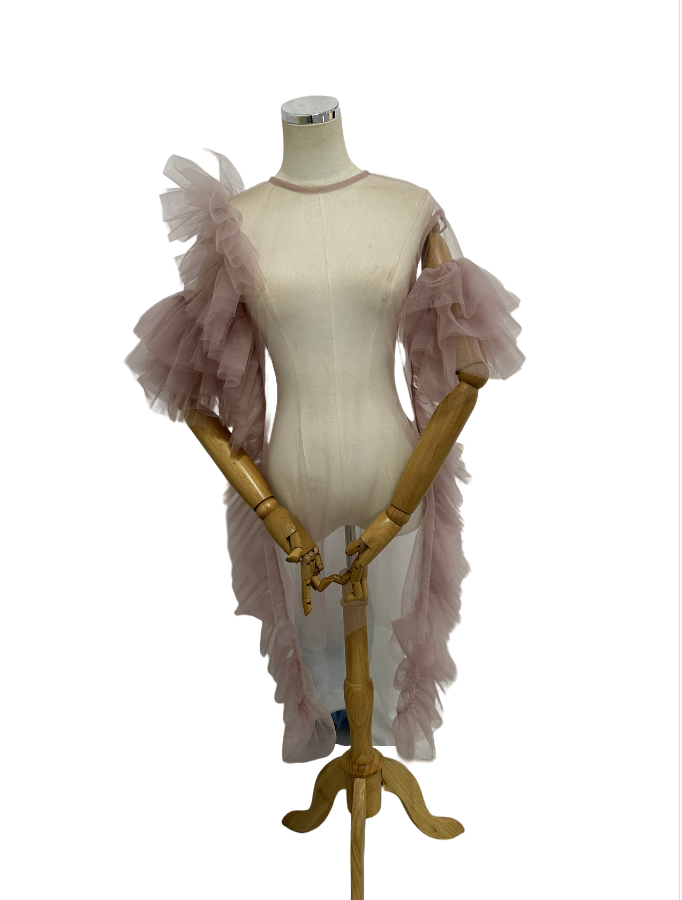 トップス ラベンダーピンク デザイン感 色直し ソフトチュール 绮丽な 前撮り 二次会 抜群のおしゃれ見え