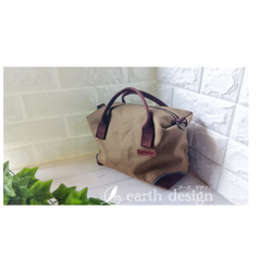 ボストン3way バッグ（L）　北欧幾何学模様×帆布　ハンドメイド ボストンバッグ 帆布工房 2WAY TRIPLINEシリーズ (S) 3X82｜優美