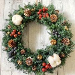 ミモザとユーカリとローリエ(月桂樹)のリース ドライフラワー