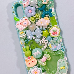 スマホケース】iPhoneXR デコ ホイップ レジン うさぎ ねこ ハート 星