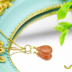 【再販・訳あり】艶やかつるん♪ インカローズ ペアシェイプ ブリオレットカット 14kgfネックレス 6枚目の画像