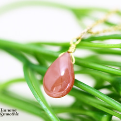 【再販・訳あり】艶やかつるん♪ インカローズ ペアシェイプ ブリオレットカット 14kgfネックレス 5枚目の画像