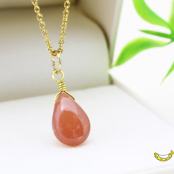 【再販・訳あり】艶やかつるん♪ インカローズ ペアシェイプ ブリオレットカット 14kgfネックレス 8枚目の画像