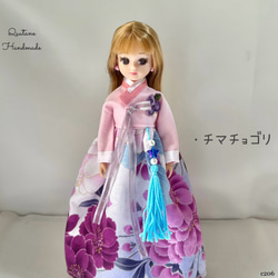 rose♡　22センチドール ハンドメイド服 リカちゃんサイズ ピンクのプリンセスドレス ハンドメイド服