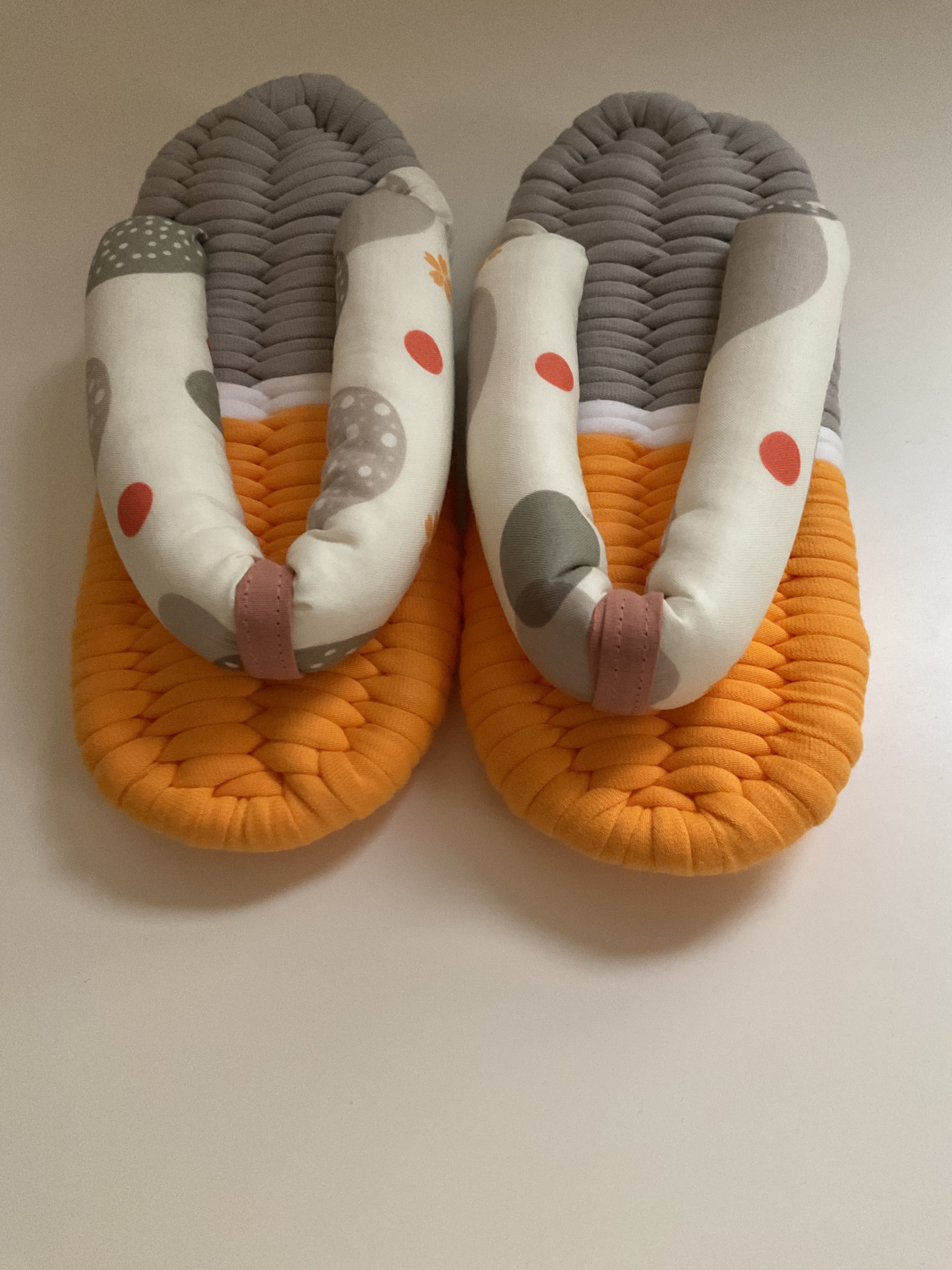 布ぞうり オレンジ グレー Mサイズ room shoes