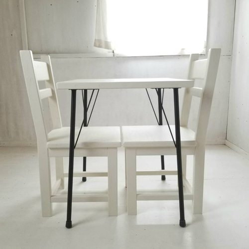 アンティーク風 ナチュラル ダイニングテーブル 白 ホワイト 鉄脚