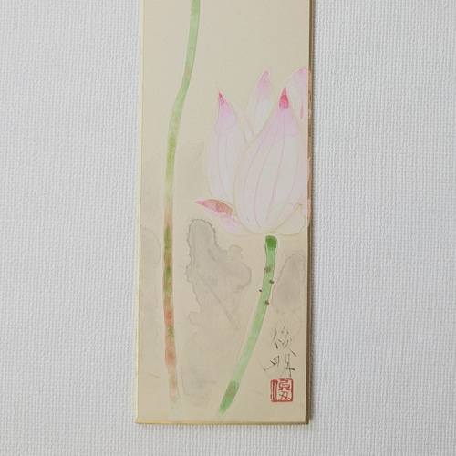 オリジナル絵短冊 「蓮花」（日本画、広幅） 絵画 アトリエ呂歩 通販